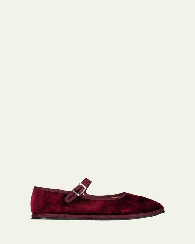 Velvet Mary Jane Ballerina Flats